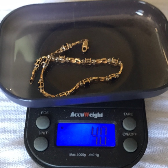 Beautiful Solid 10K Yellow Gold Blue Lab Sapphires/2 Diamonds Tennis Bracelet. - Picture 14 of 14